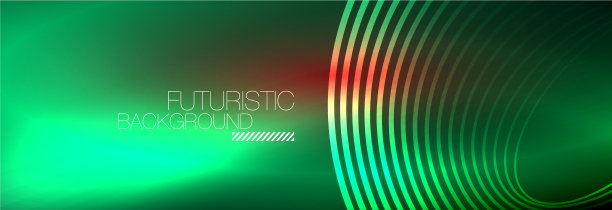 暗抽象背景与发光的霓虹灯圈图片下载