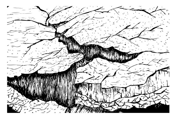 矢量手绘草图裂缝和干燥的土地图片下载