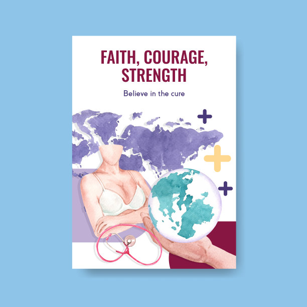 带有世界癌症日概念的海报模板图片下载