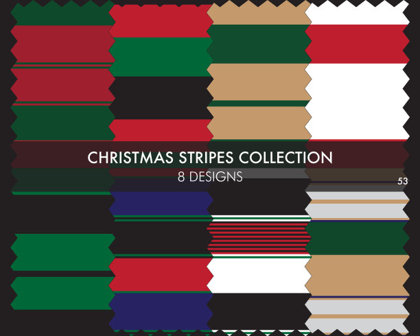 圣诞条纹无缝图案集合图片下载