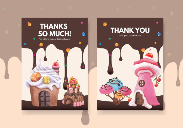 卡片模板与糖果乐园概念设计图片下载