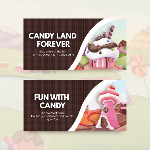 推特模板与糖果土地概念设计图片下载