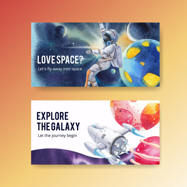 Twitter模板与银河概念设计图片下载