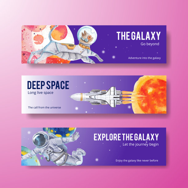 横幅模板与银河概念设计图片下载