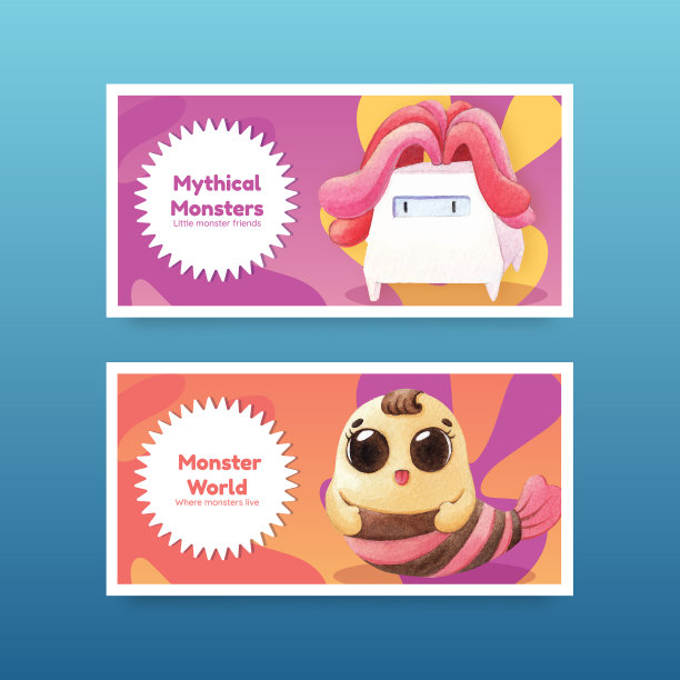 带有怪兽概念设计的Twitter模板图片下载