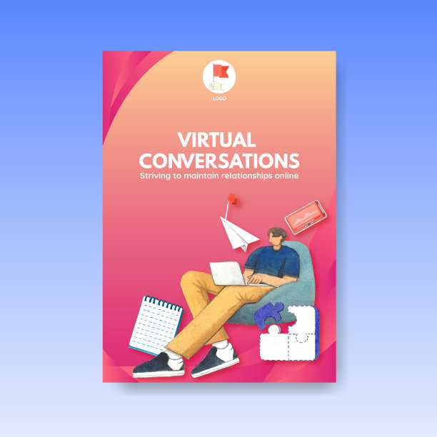 带有实时对话概念的海报模板图片下载