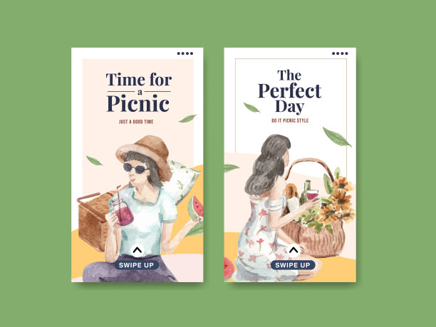 带有野餐旅行概念的Instagram模板图片下载