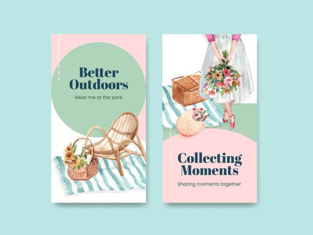 带有野餐旅行概念的Instagram模板图片下载