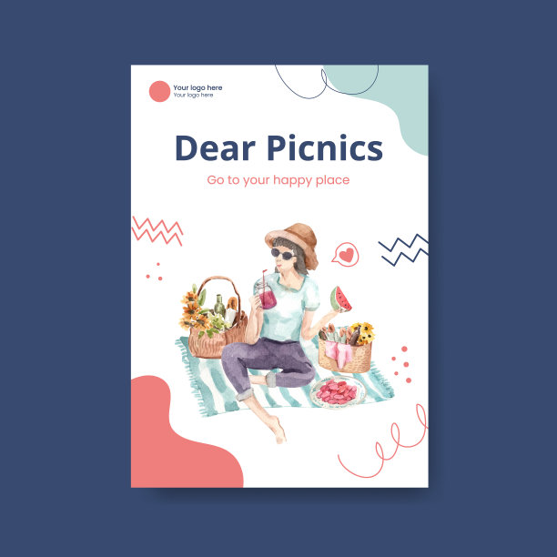 海报模板与野餐旅游的概念图片下载