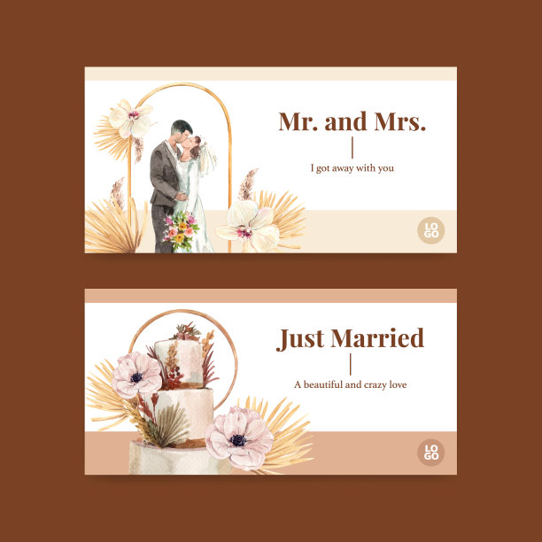 带有婚礼概念的Twitter模板图片下载