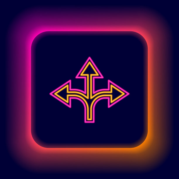 发光的霓虹灯线道路交通标志标志图标图片下载