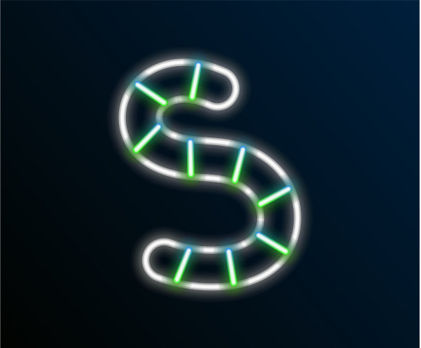 发光的霓虹灯线虫图标孤立在黑色图片下载