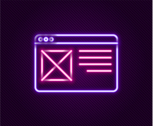 发光的霓虹灯线浏览器窗口图标隔离图片下载