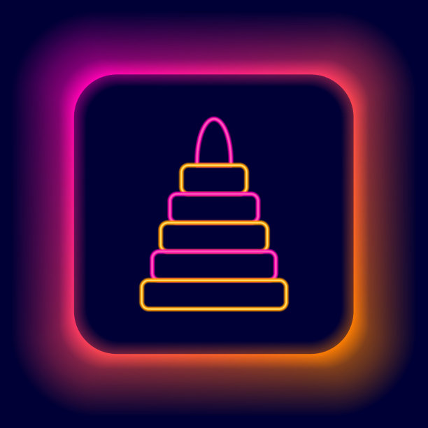 发光的霓虹灯线金字塔玩具图标孤立图片下载