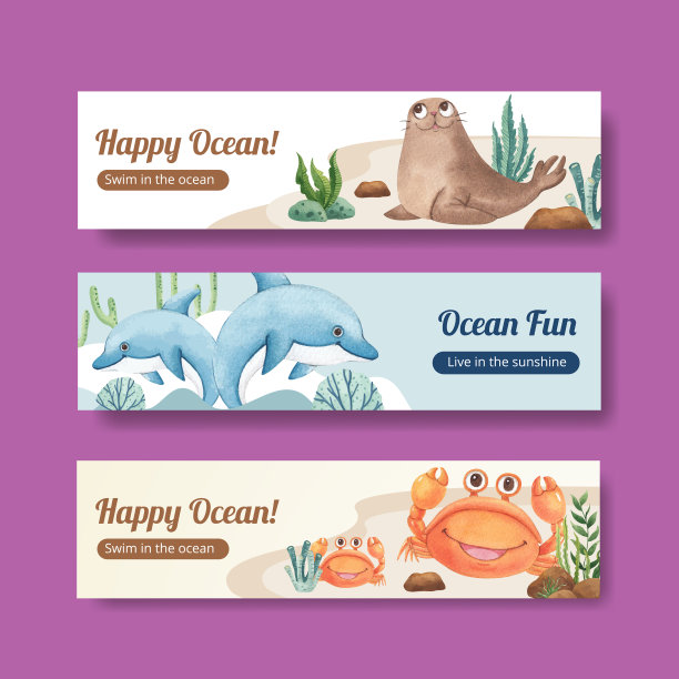 横幅模板与海洋高兴图片下载