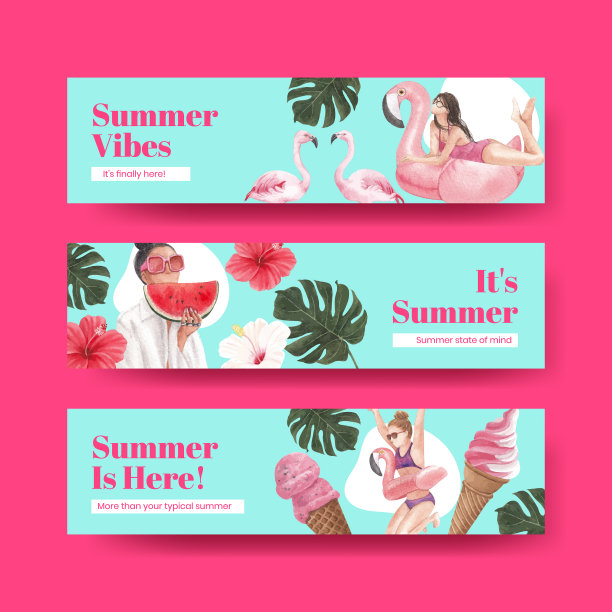 带有夏日氛围的横幅模板图片下载