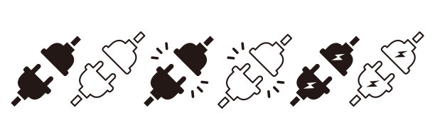 电插头图标。连接，带有插头的插座，图标。拔下带插座的电源插头。矢量插图。集图片下载