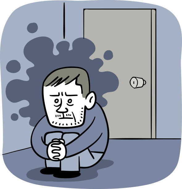 一个中年男人带着一种阴郁的感觉把自己关在房间里图片下载