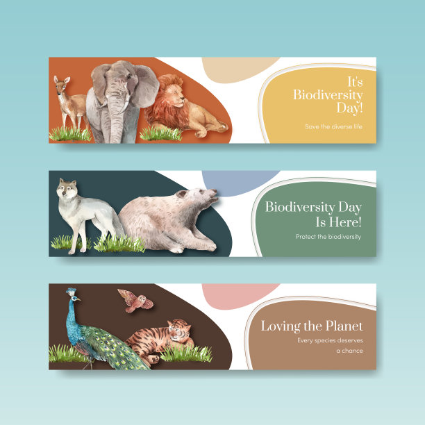 横幅模板与生物多样性作为自然图片下载