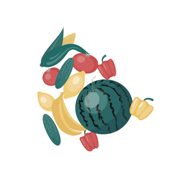 把水果和蔬菜放在白色的背景上图片下载