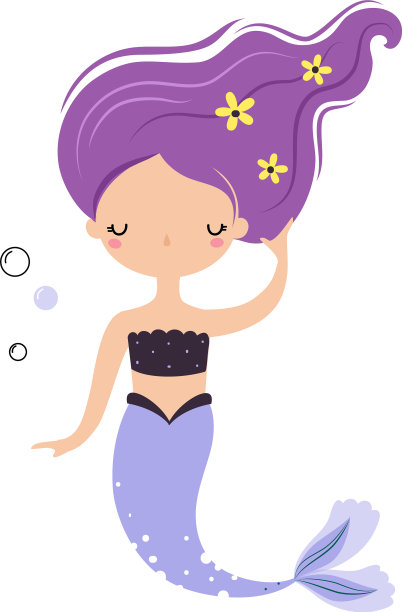 紫色头发的美人鱼漂浮在水下图片下载