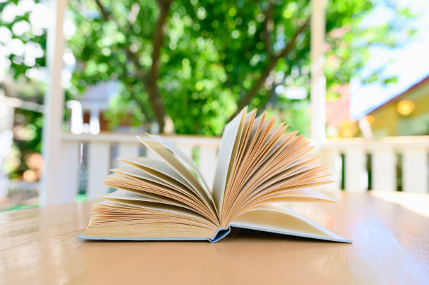 那本打开的书躺在凉亭里。锐度的浅深度图片下载