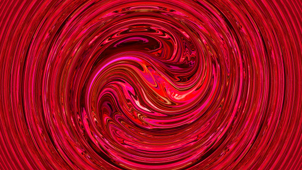 抽象鲜艳的红色背景。创造性的情绪。艺术迷幻的数字背景。弯曲的形状插图。充满活力的旗帜。模板。水波效应。漩涡。大理石纹理。惠而浦隧道。图片下载