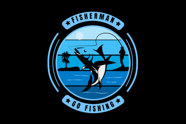 渔夫去钓鱼颜色渐变为蓝色图片下载