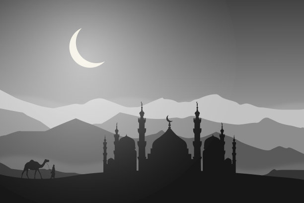 平清真寺景观夜驼甜品图片下载