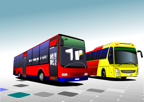 两辆公共汽车在公路上图片下载