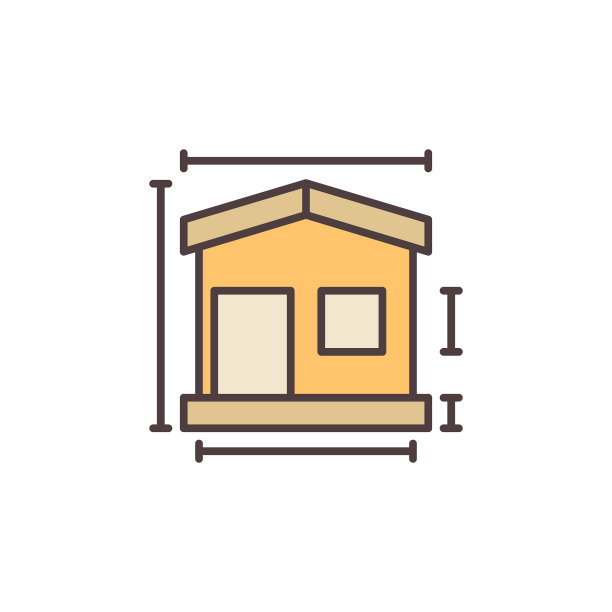 房屋建筑尺寸概念彩色图标图片下载