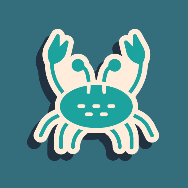 绿蟹图标孤立在绿色背景长图片下载