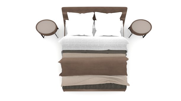 现代的双人床。孤立在白色背景上。3 d演示。图片下载