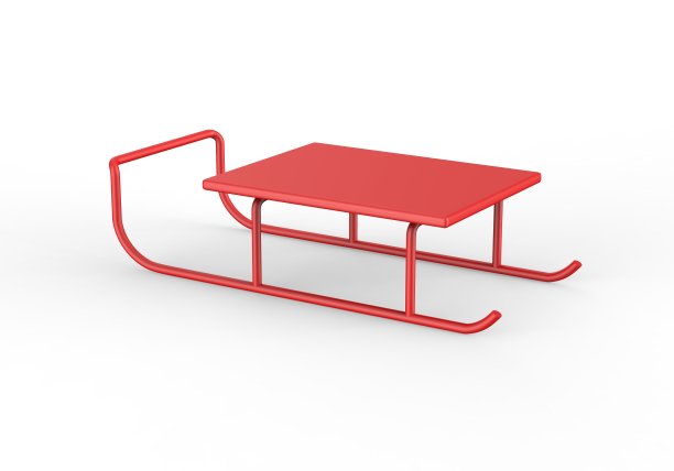 雪撬和雪橇模拟模板孤立的白色背景，3d插图图片下载