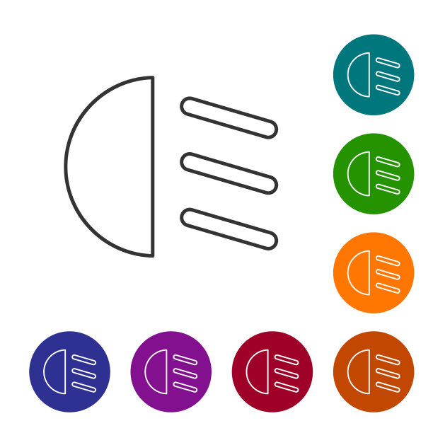 黑线远光灯图标孤立在白色图片下载