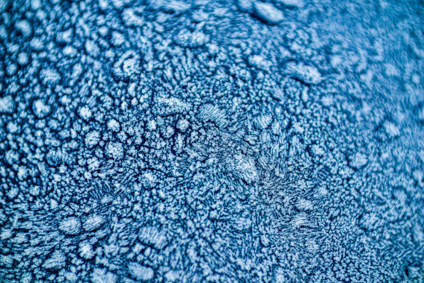 蓝色表面上结冰的特写镜头图片下载
