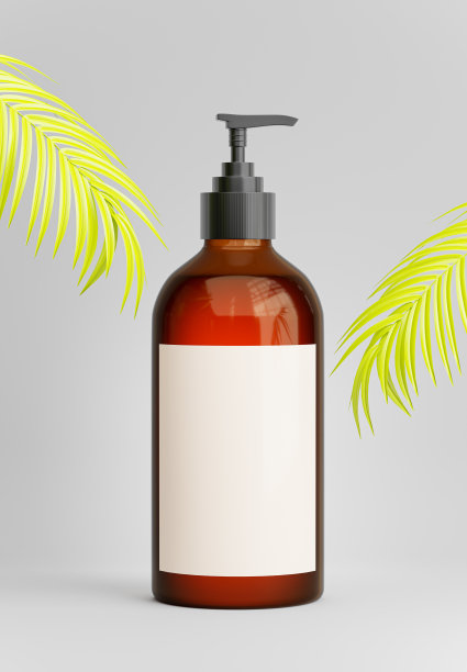 泵瓶与棕榈叶为您的产品展示图片下载