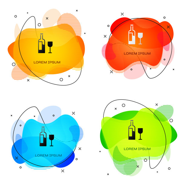 黑色酒瓶与玻璃图标隔离图片下载