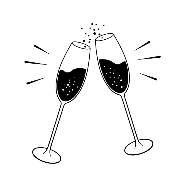 有气泡的黑白香槟杯图片下载
