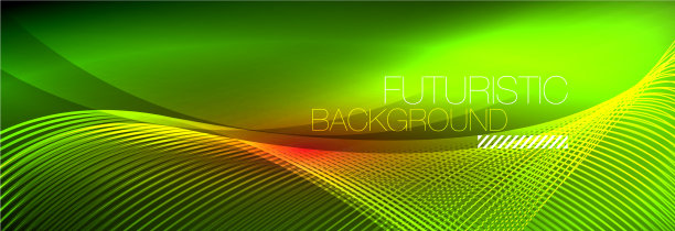 抽象的霓虹灯在黑暗中发出波浪般的光图片下载