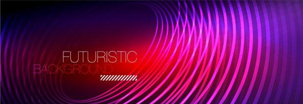 暗抽象背景与发光的霓虹灯圈图片下载