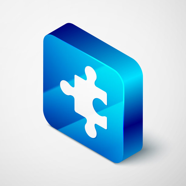 等距拼图图标孤立在灰色图片下载