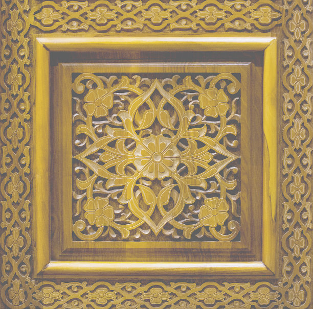 门上雕刻着美丽的阿拉伯图案。图片下载