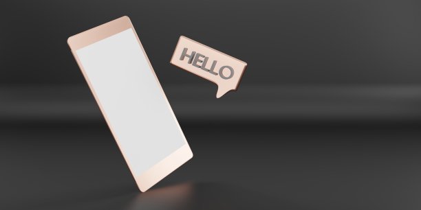 消息HELLO在卫星收件箱通信应用程序通过电话3D插图图片下载