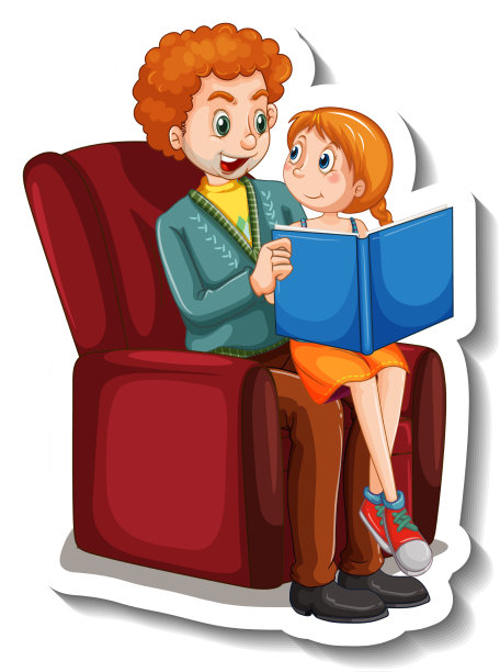 父亲和女儿的贴纸模板图片下载