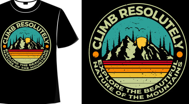 t恤登山自然松木复古图片下载