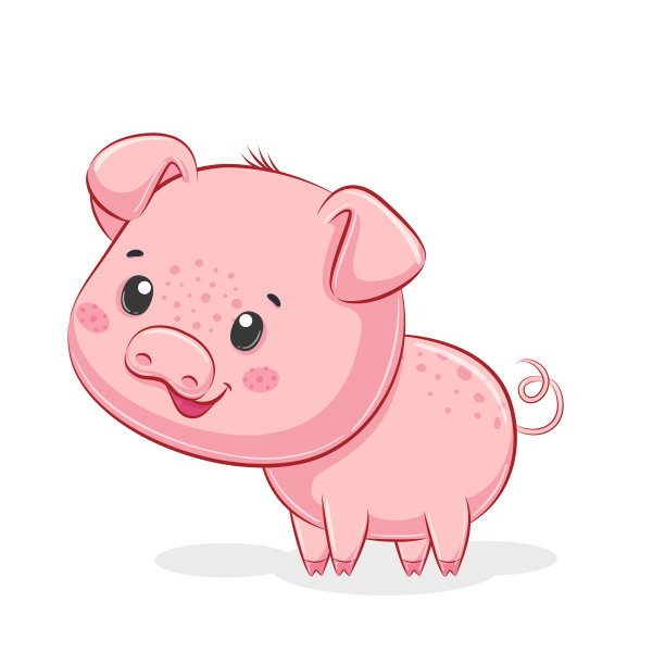可爱的小猪插图。向量插图婴儿淋浴，贺卡，派对邀请，时尚衣服t恤印花布。图片下载