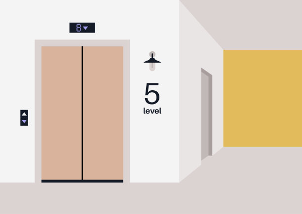 电梯大厅和走廊空无一人，住宅楼内，室内无人图片下载