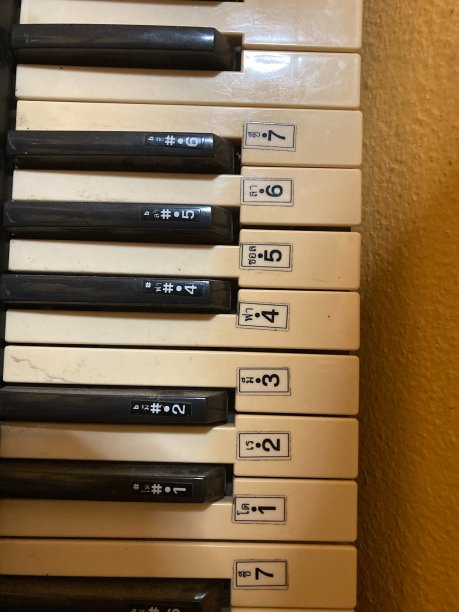 钢琴和钢琴键与数字初学者。图片下载