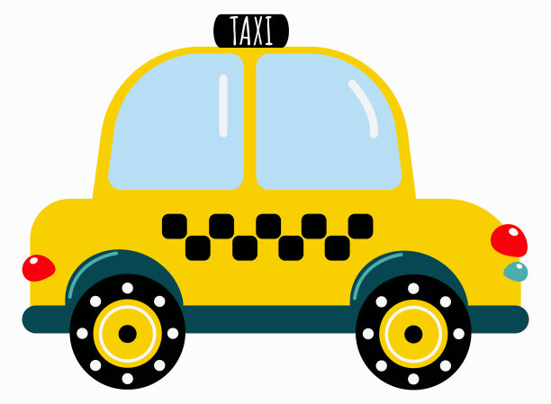 出租车平面手绘风格图片下载